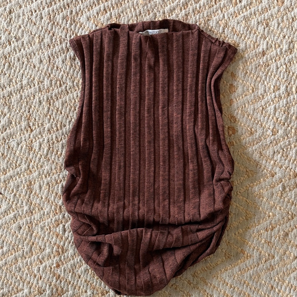 Project Social T Chocolate Ribbed Tank Top